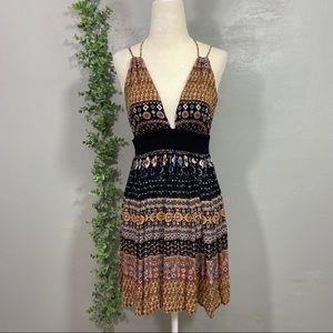 Urban Outfitters boho deep V patterned dress